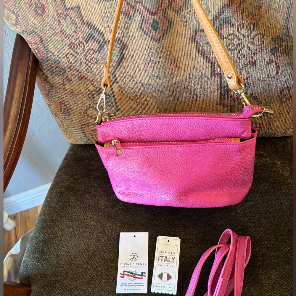 Divina Firenze Pink Leather Crossbody Bag